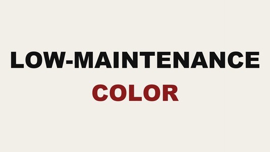 Blog header image reading Low-Maintenance Color by MAK Salon in Eastchester, NY
