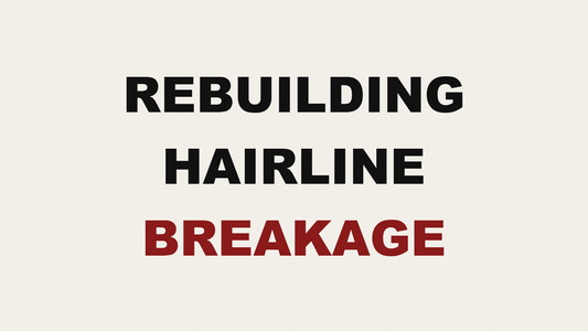 Blog header image reading Rebuilding Hairline Breakage by MAK Salon in Eastchester, NY
