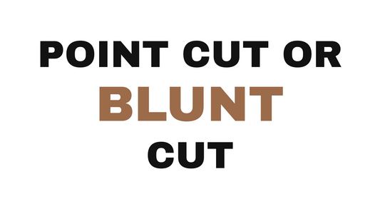 Point cut vs blunt cut hair comparison at Mak Salon, Eastchester NY.