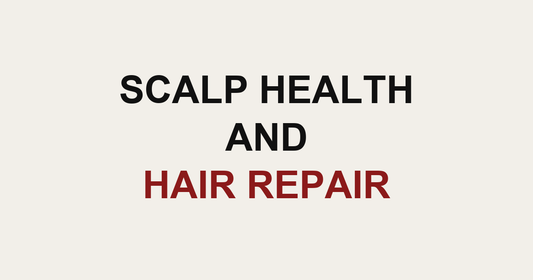 Scalp health and hair repair guide card from MAK Salon, Eastchester NY
